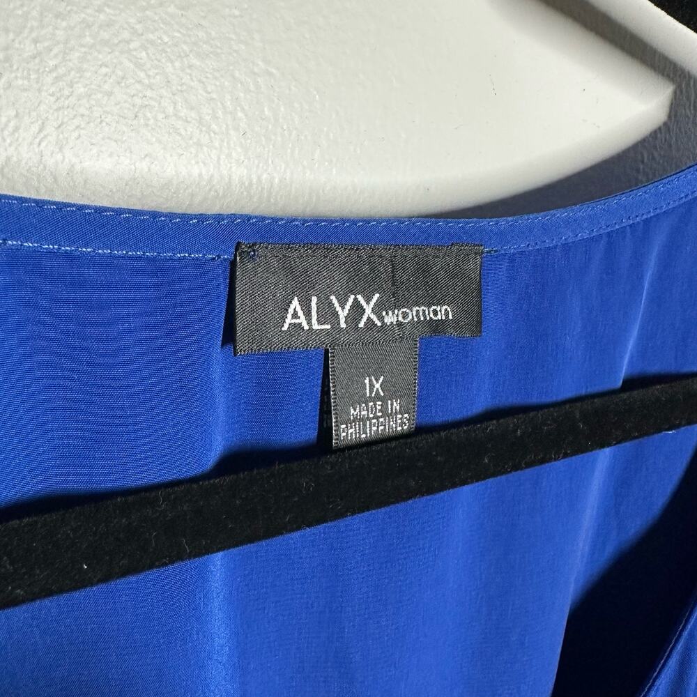 Alyx Woman Women's Royal Blue Drawstring Dress Size 1X Bold Short Sleeve - Picture 3 of 8